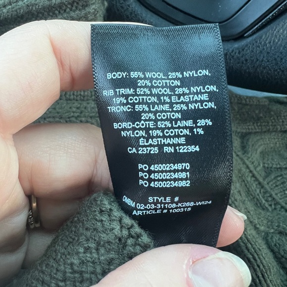 Aritzia Sunday Best Olive Cable Knit Sweater - Picture 5 of 5